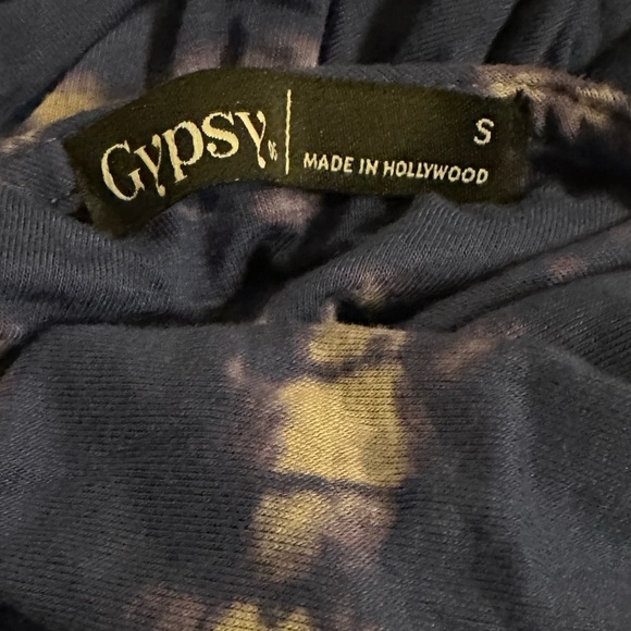 GYPSY 05 Bamboo Bleach Shirred Ruched Mini Dress Tie Dye size  small - Picture 3 of 5